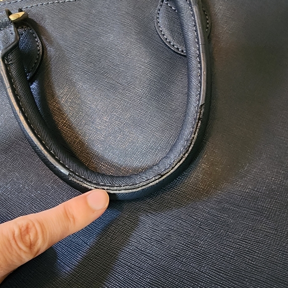 Genuine Leather Danier Top Handle Purse In A Dark Blue almost Black - Picture 13 of 13